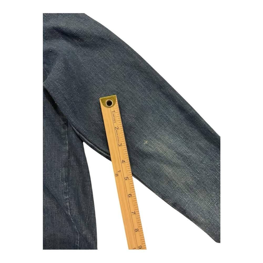 Vintage Denim Jacket Honda Patch Trucker Distressed Dark Wash - Picture 8 of 10